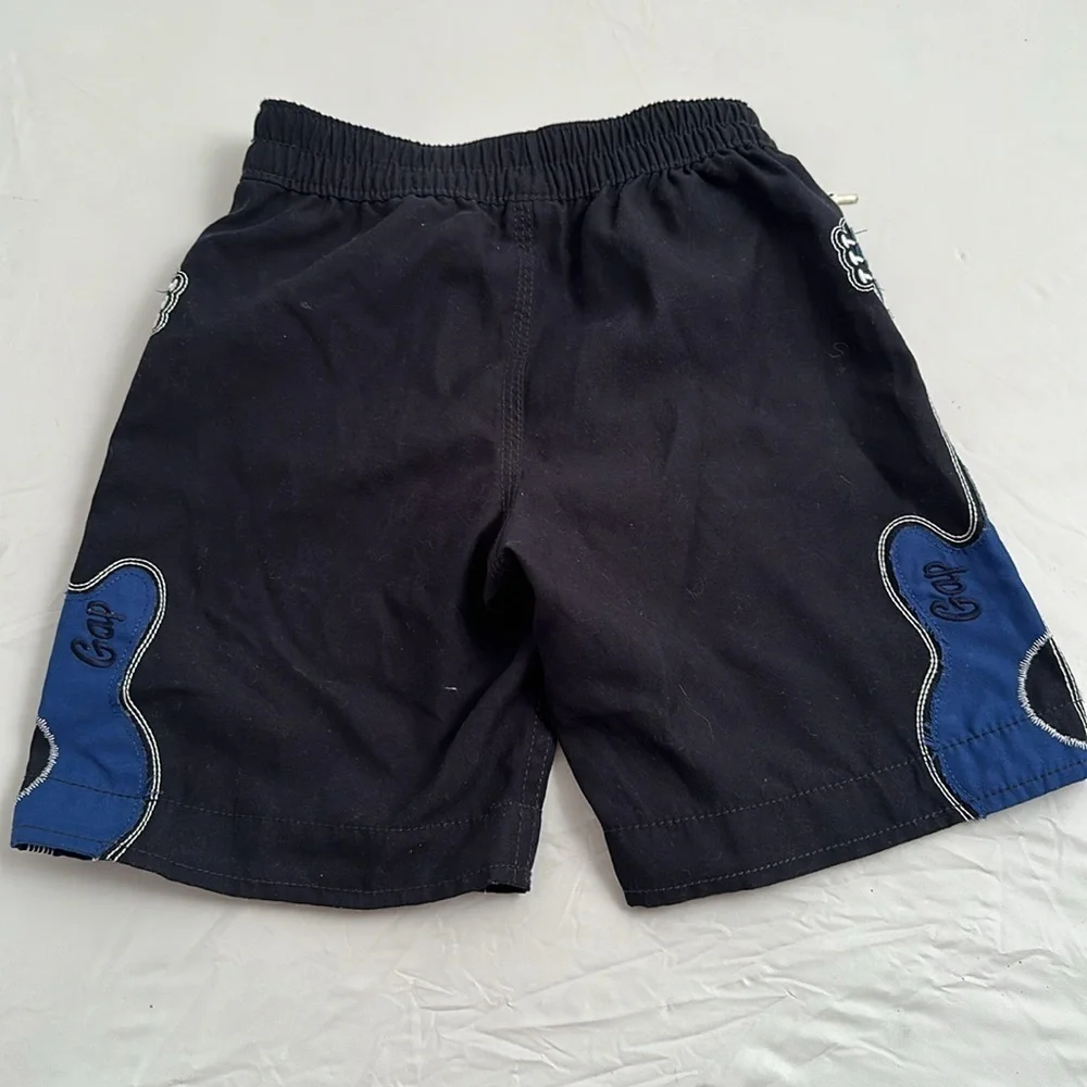 Gap black blue white guitar graphic mesh lined drawstring swim trunks